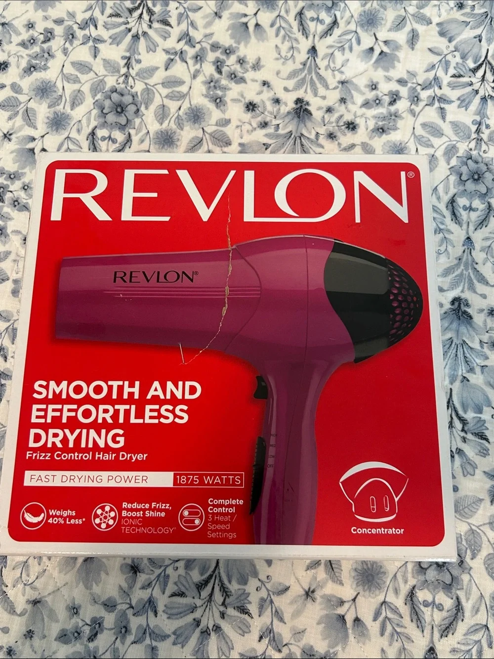 Revlon Smooth and Effortless Drying PINK PURPLE Hair Dryer 1875 WATTS. NIB.